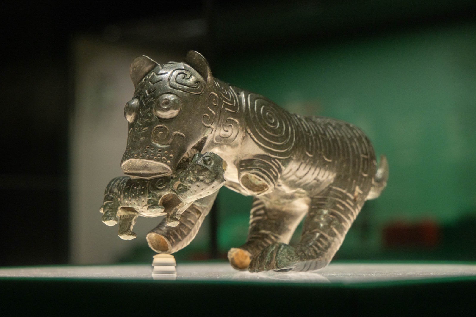 5 母衔子铜虎 西周 1988年宝鸡市茹家庄西周墓地出土 宝鸡市青铜器博物院藏